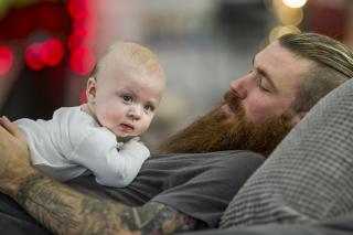 white bearded dad with baby
