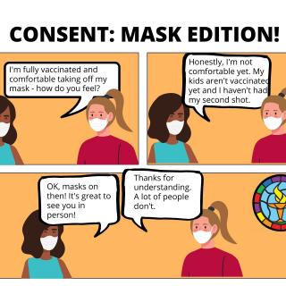 Comic showing how consent around masking might happen.