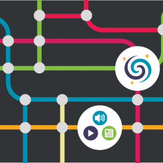 Icons showing resources connected by a colorful network.